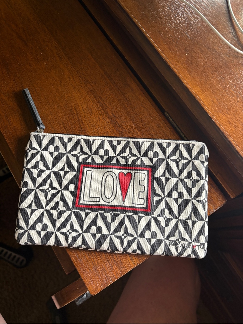 Brighton NEW LOVE Graphic Zip Pouch - Black, White & Red